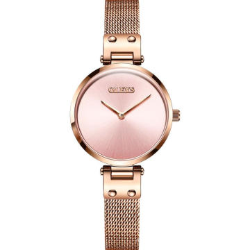 2019Newest Fashion Simple Nice Dress Lady Reloj de pulsera de cuarzo Malla de acero de oro rosa Ultra delgado Mini reloj para niñas jóvenes